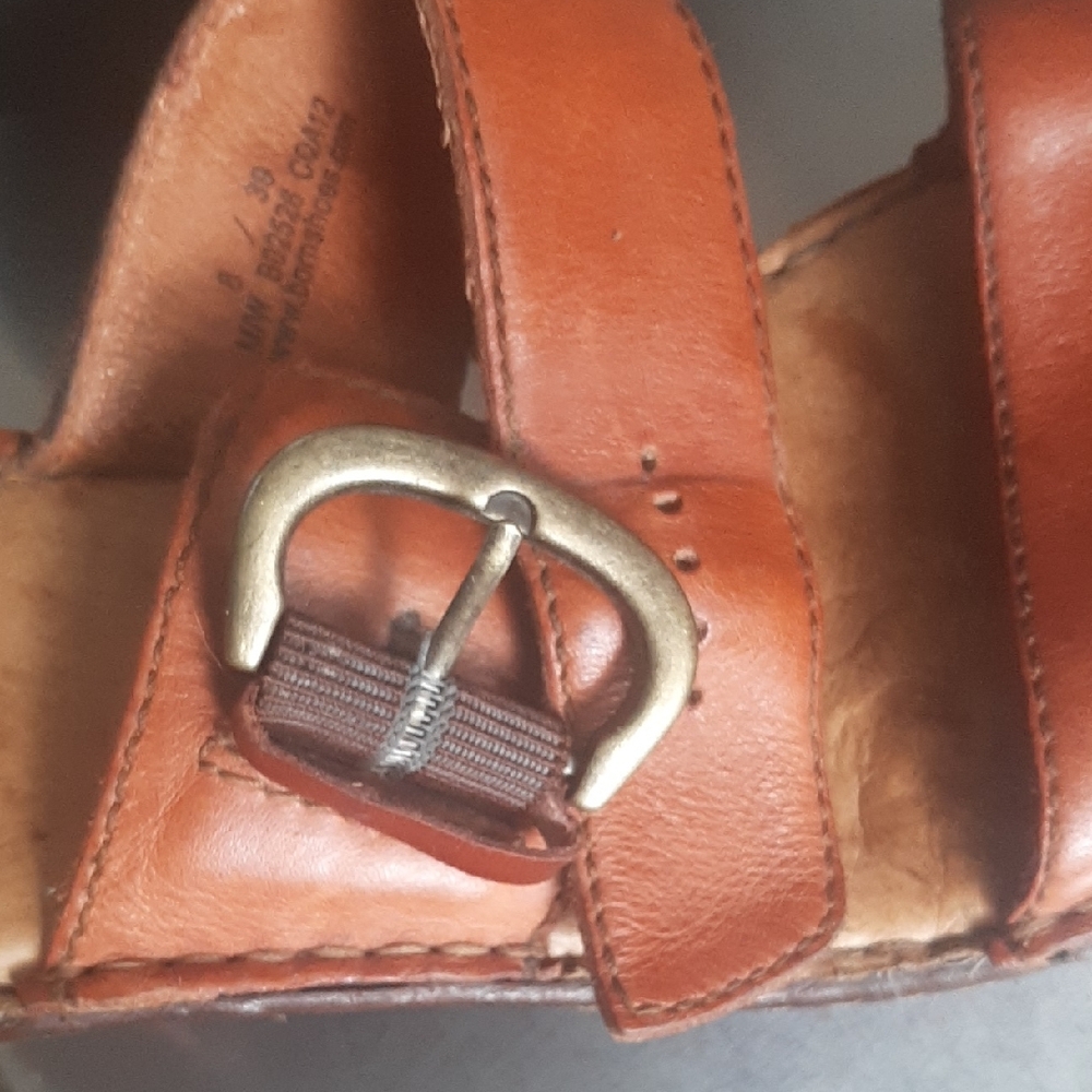 2 PAIR👡BORN👡Black&Brown LEATHER Wedge Sandals Size 8 - Picture 13 of 13